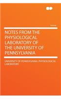 Notes from the Physiological Laboratory of the University of Pennsylvania