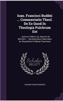 Ioan. Francisci Buddei ... Commentatio Theol. de EO Quod in Theologia Pulchrum Est: ... Ioannis Friderici Lib. Baronis de Werthern ... Recitationibus Solennibus AC Disputationi Publicae Praemissa