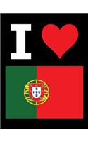 I Love Portugal - 100 Page Blank Notebook - Unlined White Paper, Black Cover