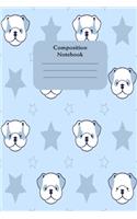 Composition Notebook: Cute pastel blue pug cover. 6 x 9 composition notebook. Fab gift for pug lovers.