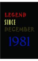 LEGEND SINCE DECEMBER 1981 Notebook Birthday Gift