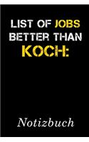 List Of Jobs Better Than Koch Notizbuch