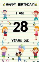 Happy Birthday! I am 28 Years Old: Cute Birthday Journal for Kids, Girls and Teens, 100 Pages 6 x 9 inch Notebook for Writing and Creative Use