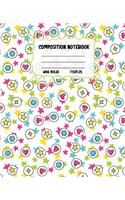 Composition Notebook Wide Ruled: Size 7.5 " x 9.25 " - Pretty Colourful Workbook for Little Princesses Girls Kids Teens Students for School Home College Writing Notes - Journal for 