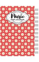 Music Sheet Notebook: Blank Staff Manuscript Paper with Vintage Pattern Themed Cover Design