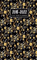 2018 - 2022 Five Year Planner: Flowers Golden, 2018 - 2022 Monthly Schedule Organizer, Academic Planner, Agenda Planner for the Next Five Years, 60 Months Calendar Logbook, Appoin(4 2018 - 2022 Five Year Planner)