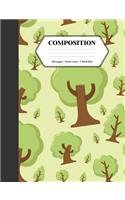 Composition: Book - Wide Ruled - Cute Notebook with Green Tree - Journal for Students / Teachers - 7.44 x 9.69(36 Back to School Notebooks)