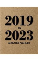 2019-2023 Monthly Planner: Kraft and Black, 5 Year Monthly Planner with Holidays, 60 Month Calendar Planner