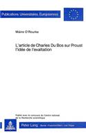 L'article de Charles Du Bos sur Proust- L'idee de l'exaltation