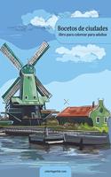 Bocetos de ciudades libro para colorear para adultos