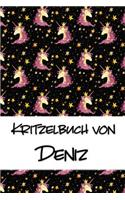 Kritzelbuch von Deniz: Kritzel- und Malbuch mit leeren Seiten für deinen personalisierten Vornamen