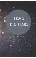 Lisa's Big Plans - Notebook/Journal/Diary - Personalised Girl/Women's Gift - Birthday/Party Bag Filler - 100 lined pages (Dark glitter)