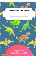 Cute Dinosaur Theme Wide Ruled Line Paper