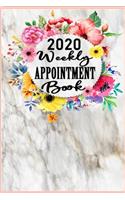 2020 Appointment Book Daily Planner: Cute White Marble Pink Floral Wreath Journal A 15 Minutes Appointment Book for Salons, Spas, Hair Stylist, Beauty, esthetics, Therapist Daily And Ho