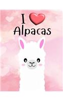 I Love Alpacas Notebook (College Ruled Lined Paper, Large 8.5x11, 130 Pages)