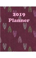 2019 Planner: Weekly Planner Monthly Planner 8x10 120 Pages Notes to Do Lists Maroon Lined Hearts