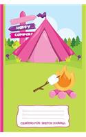 Camping Fun: Sketch Journal: Personal Sketch Journal for Girls, Kids, Camping Lovers - Tents, Sleeping Bags, Fire, Outdoor, Marshmallows - Diary, Write, Doodle, 