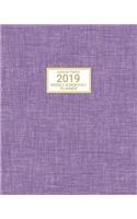 2019: Weekly and Monthly Planner/Calendar Jan 2019 - Dec 2019 Business Texture Design Lavender Purple