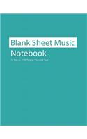 Blank Sheet Music Notebook 12 Staves 100 Pages Peacock Teal
