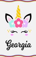 Georgia: Personal Notebook Personal Diary Unicorn Notebook Personalized Journal Customized Journal Unicorn Lover Gift Personal Name Notebook