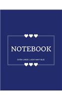 Notebook Extra Large: Light Navy Blue: Notebook 8.5 X 11: Notebook 400 Pages