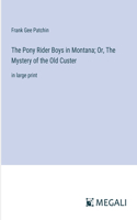 Pony Rider Boys in Montana; Or, The Mystery of the Old Custer: in large print