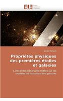 Propriétés Physiques Des Premières Étoiles Et Galaxies