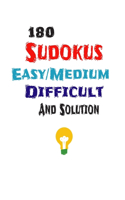 180 Sudokus Easy Medium Difficult And Solution