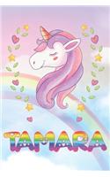 Tamara: Tamara Unicorn Notebook Rainbow Journal 6x9 Personalized Customized Gift For Someones Surname Or First Name is Tamara