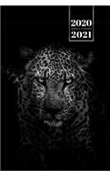 Panther Leopard Cheetah Cougar Week Planner Weekly Organizer Calendar 2020 / 2021 - Black and White