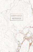 Graph Paper Notebook: Soft White Marble and Rose Gold - 7.5 x 9.25 - 5 x 5 Squares per inch - 100 Quad Ruled Pages - Cute Graph Paper Composition Notebook for Children, K