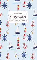 2019-2020: 16-Month Weekly and Monthly Planner/Calendar Sept 2019-Dec 2020 Cute and Fun Lighthouse Beach Pattern