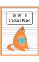 Handwriting Practice Paper: Blank Paper Notebook with Dotted Lined Sheets for K-3 Students Handwriting Workbook 100 Pages 8.5x11 Inch Cute Smart Cat Cover