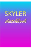 Skyler: Sketchbook - Blank Imaginative Sketch Book Paper - Pink Blue Gold Custom Letter S Personalized Cover - Teach & Practice Drawing for Experienced & As