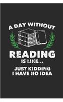 A Day Without Reading: Blank Lined Notebook (6" x 9" - 120 pages) Reader Themed Notebook for Daily Journal, Diary, and Gift