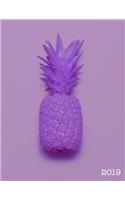 2019 Weekly Planner: Pop Art Pineapple - 8.5 X 11 in - 2019 Organizer with Bonus Dotted Grid Pages + Inspirational Quotes + To-Do Lists - Block Color Purple(1 Pineapple Planners)