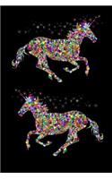 Sparkling Unicorns Dark: 6 X 9 Blank Lined Journal