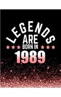 Legends Are Born in 1989: Birthday Notebook/Journal for Writing 100 Lined Pages, Year 1989 Birthday Gift for Women, Keepsake (Pink & Black)