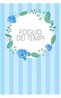 Foglio dei tempi: Fogli orari settimanali da completare per 2 anni - Motivo: Fiori blu acquerello
