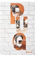 Cute Pug Pictures With White Brick Background, Pug Journal
