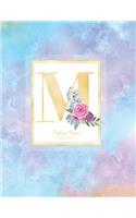 Academic Planner 2019-2020: Purple Blue Watercolor Gold Monogram Letter M with Pink Flowers Academic Planner July 2019 - June 2020 for Students, Moms and Teachers (School and C