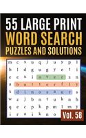 55 Large Print Word Search Puzzles and Solutions