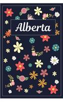 Alberta: Lined Writing Notebook with Personalized Name 120 Pages 6x9 Flowers