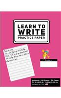 Learn To Write Practice Paper: Solid Pink - Primary Journal Writing Tablet Notebook For Kids - For Alphabet ABC Handwriting Practice- For Home & School [Classic]