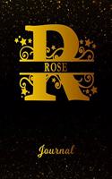 Rose Journal: Letter R Personalized First Name Personal Writing Diary Black Gold Glittery Space Effect Cover Daily Diaries for Journalists & Writers Note Taking W