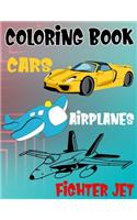 Coloring Book Cars Fighter Jet Airplanes