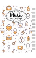 Music Sheet Notebook: Blank Staff Manuscript Paper with Valentine's Day Themed Cover Design
