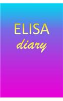 Elisa: Journal Diary - Personalized First Name Personal Writing - Letter E Blue Purple Pink Gold Effect Cover - Daily Diaries for Journalists & Writers - J