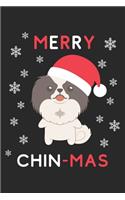 Merry Chin Mas: Lined Journal, 120 Pages, 6 x 9, Funny Christmas Japanese Chin XMas Dog Gift Idea, Black Matte Finish (Merry Chin Mas Journal)