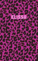 Elissa: Personalized Pink Leopard Print Notebook (Animal Skin Pattern). College Ruled (Lined) Journal for Notes, Diary, Journaling. Wild Cat Theme Design wi